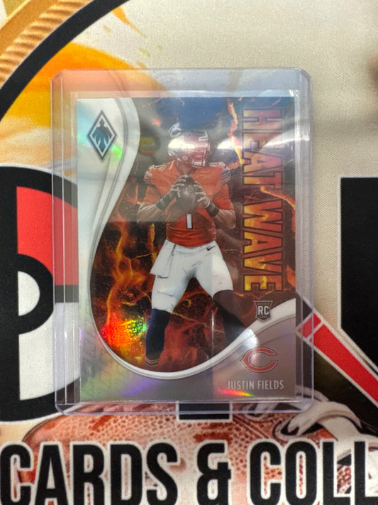 2021 Panini Phoenix NFL Justin Fields Rookie Heat Wave Silver Prizm
