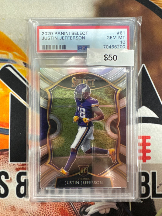 2020 Panini Select NFL Justin Jefferson Rookie PSA 10