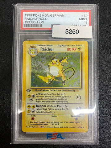 Pokémon German 1st Edition Base Set Raichu Holo PSA 9