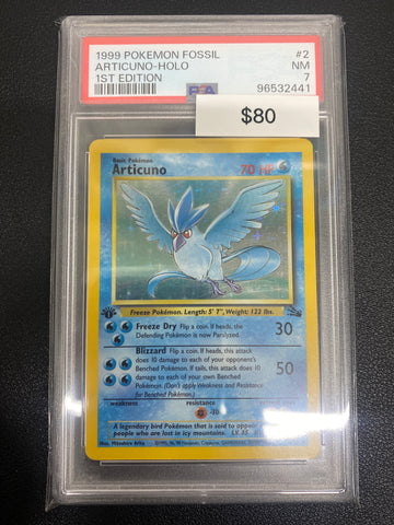 Pokémon 1st Edition Fossil Articuno Holo PSA 7