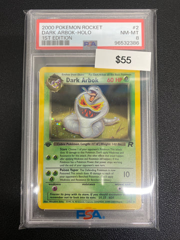 Pokémon 1st Edition Team Rocket Dark Arbok Holo PSA 8