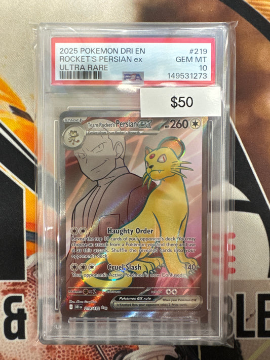 Pokémon Rocket’s Persian EX 219/182 Ultra Rare Destined Rivals PSA 10