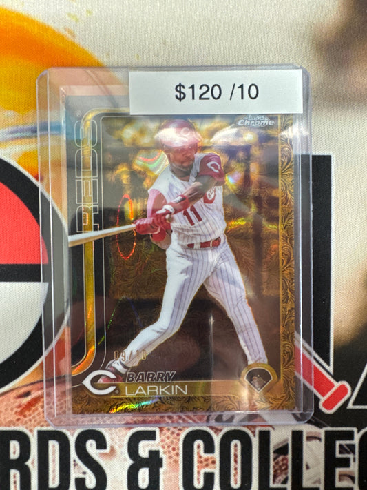 2025 Topps Chrome Gilded Barry Larkin Black Gold Raywave /10