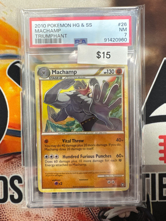 2010 Pokemon HeartGold & SoulSilver Machamp 26/102 Triumphant PSA 7