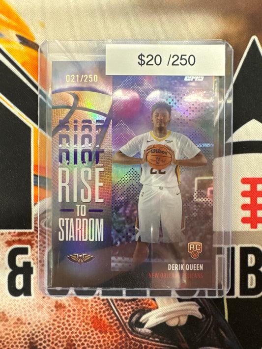 2025-26 Topps Flagship NBA Derik Queen Rise To Stardom Rookie Purple Refractor /250