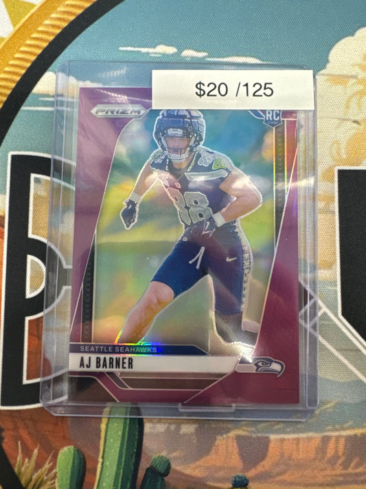 2024 Panini Prizm AJ Barner Rookie Purple Prizm /125