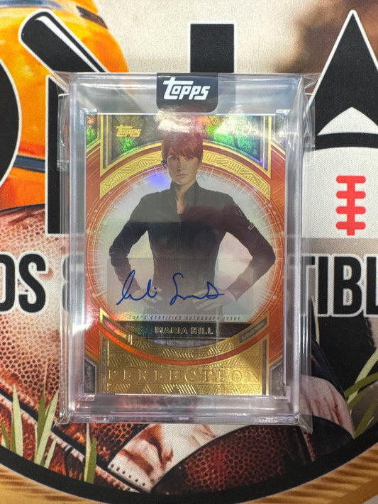 2025 Topps Marvel The Collector Maria Hill Perfection Autograph Orange Refractor /25 As Cobie Smulders