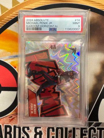 2024 Panini Absolute NFL Michael Penix Jr. Rookie Kaboom! Horizontal PSA 9