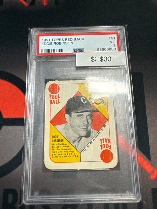 1951 Topps Red Back Eddie Robinson PSA 3