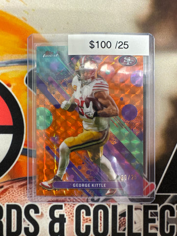 2025 Topps Finest NFL George Kittle Common Orange Geometric Refractor /25