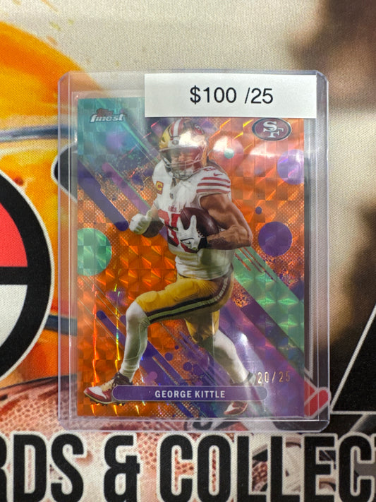 2025 Topps Finest NFL George Kittle Common Orange Geometric Refractor /25