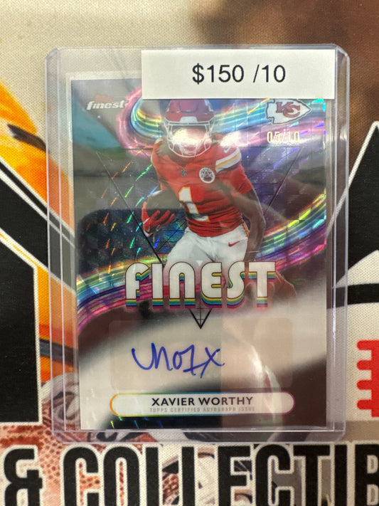 2025 Topps Finest NFL Xavier Worthy Finest Autograph Black Geometric Refractor /10