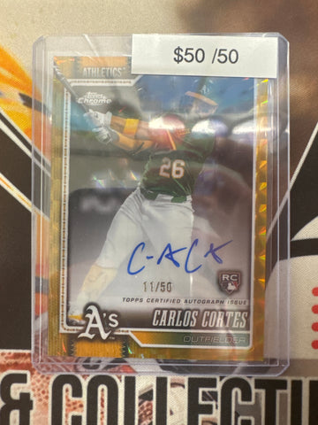 2026 Topps Chrome MLB Carlos Cortes Rookie Autograph Gold Geometric Refractor /50