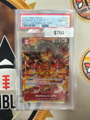2022 One Piece Monkey.D.Luffy OPO1-024 Alternate Art PSA 10