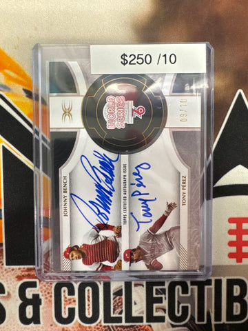 2025 Topps Definitive Collection MLB Johnny Bench & Tony Perez Dual World Series Autograph Black Refractor /10