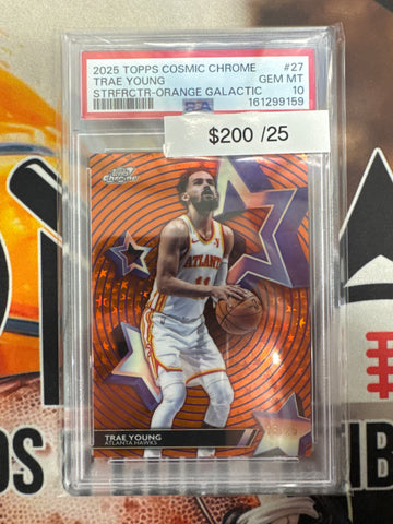 2025 Topps Chrome Cosmic NBA Trae Young Starfractor Orange Galactic Refractor /25 PSA 10