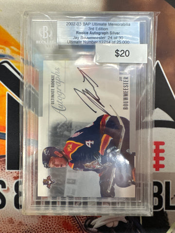 2002-03 BAP Ultimate Memorabilia Jay Bouwmeester Rookie Autograph Silver Beckett Authentic