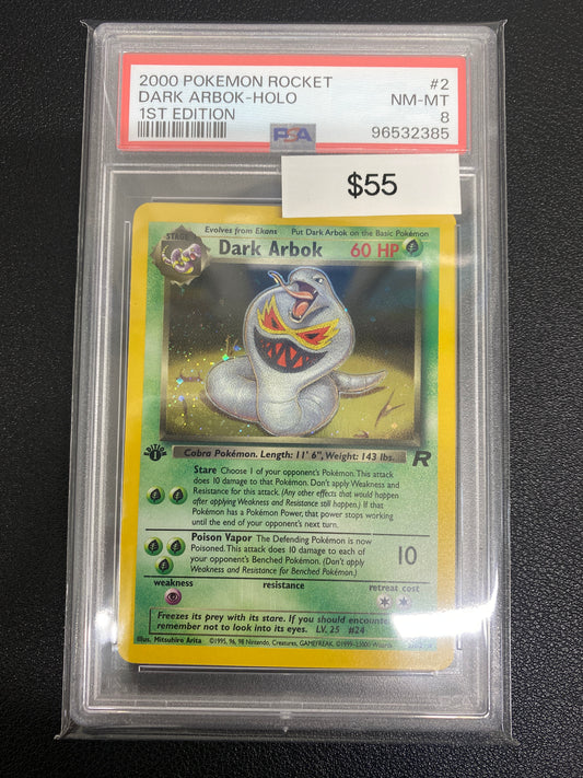 Pokémon 1st Edition Team Rocket Dark Arbok Holo PSA 8