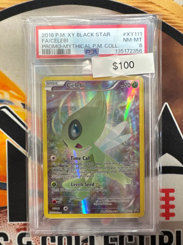 2016 Pokemon Black Star Celebi Full Art XY111 Promo Mythical Pokemon Collection PSA 8