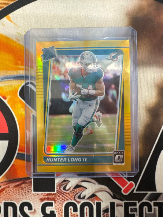 2021 Panini Donruss Optic NFL Hunter Long Rated Rookie Gold Prizm /10