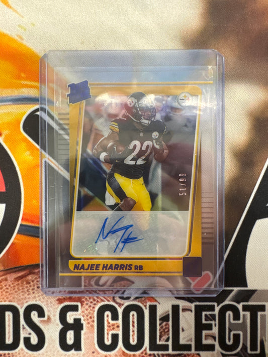 2021 Panini Donruss Clearly Najee Harris Rated Rookie Blue Autograph /99