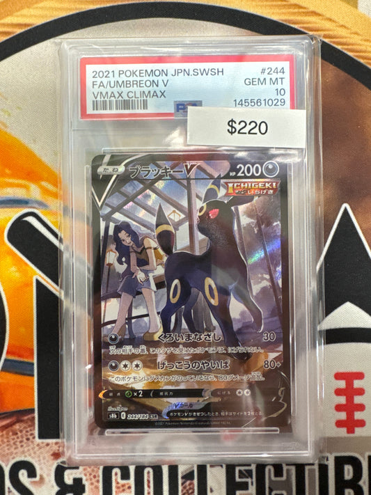 2021 Pokemon Japanese SWSH Full Art Umbreon V 244/184 Vmax Climax PSA 10