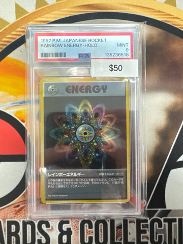Pokémon Japanese Rainbow Energy Holo Rocket Gang PSA 9