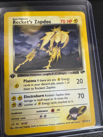 Pokemon Rocket’s Zapdos 1st edition 15/132 Holo HP