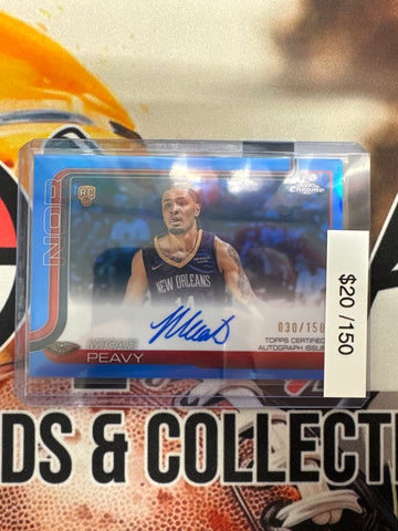 2025-26 Topps Chrome NBA Micah Peavy Rookie Blue Refractor Autograph /150