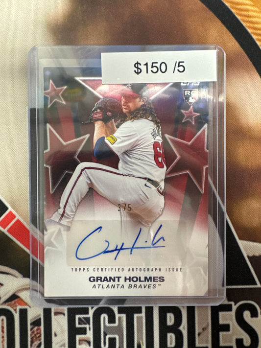 2025 Topps MLB Series 2 Grant Holmes Baseball Stars Autograph Rookie Red Refractor /5