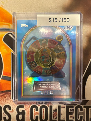 2026 Topps Toy Story 30th Anniversary See ‘N Say The Farmer Says Blue Foil /150