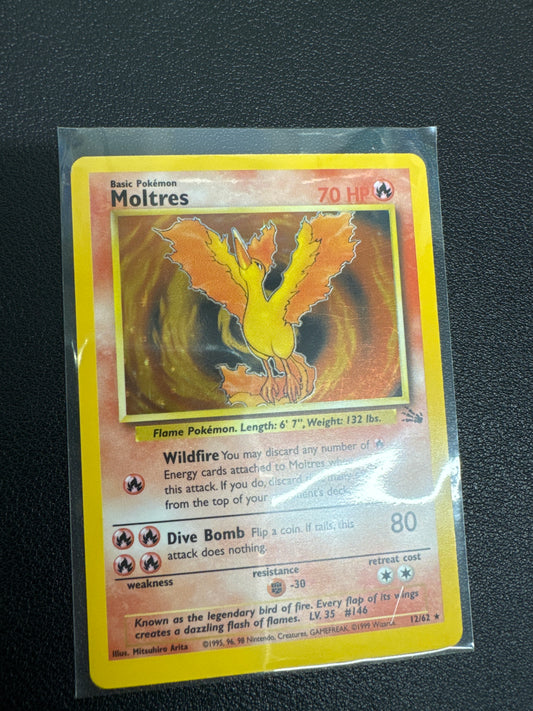 Pokémon Fossil Set Moltres Holo 12/62 LP+