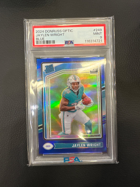2024 Panini Donruss Optic NFL Jaylen Wright Rated Rookie Blue /199 PSA 9