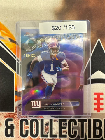 2025 Topps Finest NFL Malik Nabers Creators Purple Refractor /125