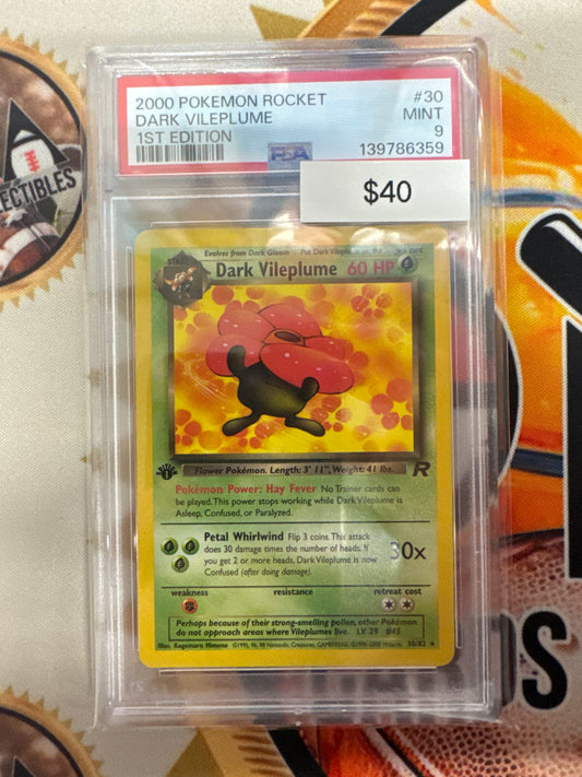 2000 Pokemon Rocket Dark Vileplume 30/82 1st Edition Non-Holo PSA 9