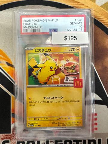 2025 Pokemon Japanese Pikachu 020 Promo McDonalds PSA 10