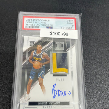 2021-22 NBA Impeccable Bones Hyland Rookie Patch Auto /99 PSA 9