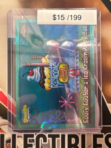 2025 Topps Chrome Spongebob 25th Anniversary Goofy Goober’s Ice Cream Party Boat Aqua Wave Refractor /199