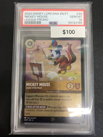 Disney Lorcana P1 League Promo Mickey Mouse PSA 10