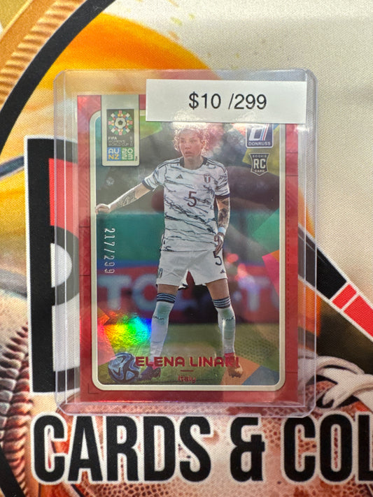 2023 Panini Donruss Fifa Women’s World Cup Elena Linari Rookie Red Refractor /299