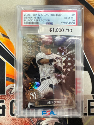 2026 Topps Chrome X Cactus Jack MLB Derek Jeter Black Refractor /10 PSA 10