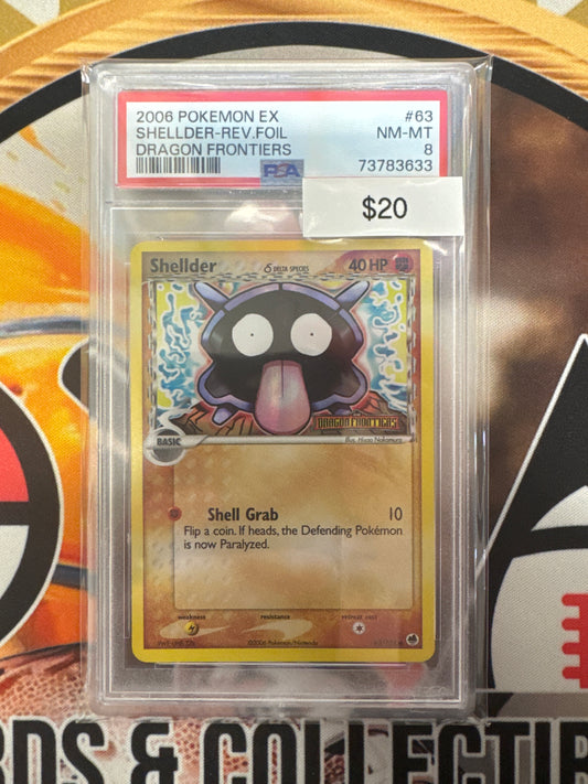 2006 Pokémon EX Shellder Reverse Foil 63/101 Dragon Frontiers PSA 8