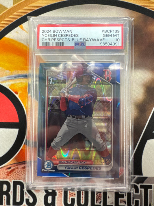2024 Bowman MLB Yoeilin Cespedes Chrome Prospects Blue Raywave /150 PSA 10