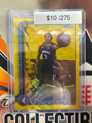 2026 Topps Chrome NBA Update Jaden McDaniels Yellow Wave Refractor /275