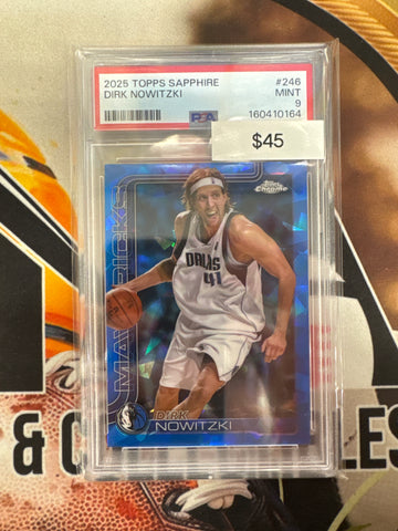 2025 Topps Chrome NBA Sapphire Dirk Nowitzki PSA 9