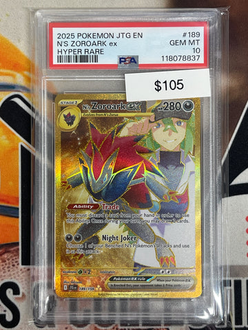 Pokémon N’s Zoroark Hyper Rare Journey Together 189/159 PSA 10