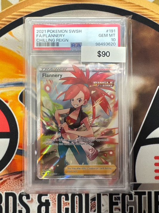 2021 Pokemon SWSH Full Art Flannery Chilling Reign 191/198 PSA 10