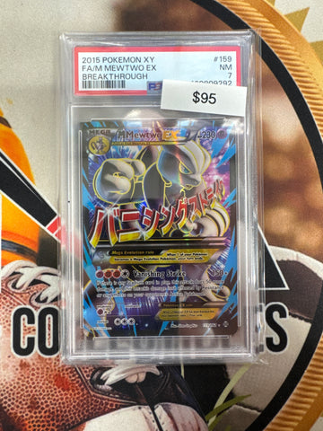 2015 Pokemon XY Full Art M Mewtwo EX 159/162 Breakthrough PSA 7