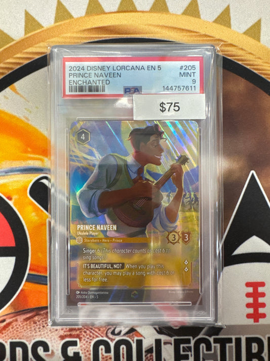 2024 Disney Lorcana En 5 Prince Naveen Enchanted 205/204 PSA 9