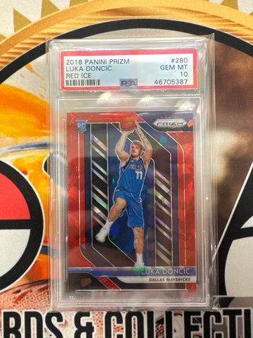 2018 Panini Prizm NBA Luka Doncic Rookie Red Ice PSA 10